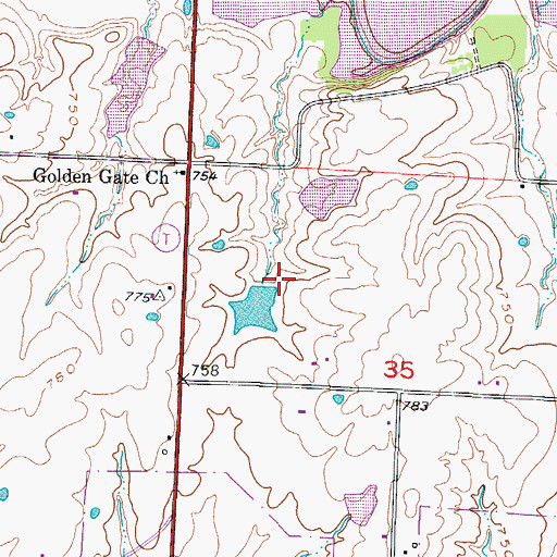 Topographic Map of Re Mansfield Dam, MO