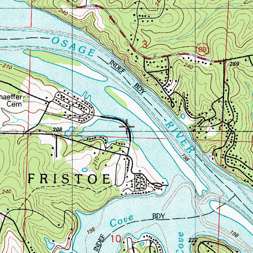 Topographic Map of Docs Retreat Reservoir, MO