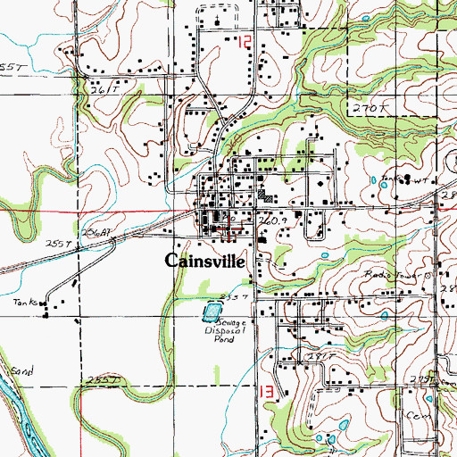 Topographic Map of Cainsville, MO