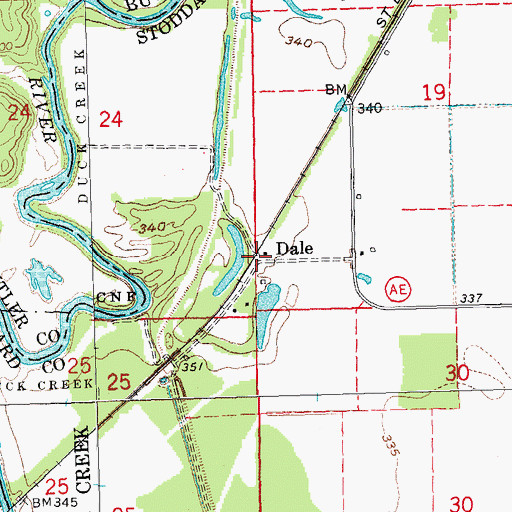 Topographic Map of Dale, MO
