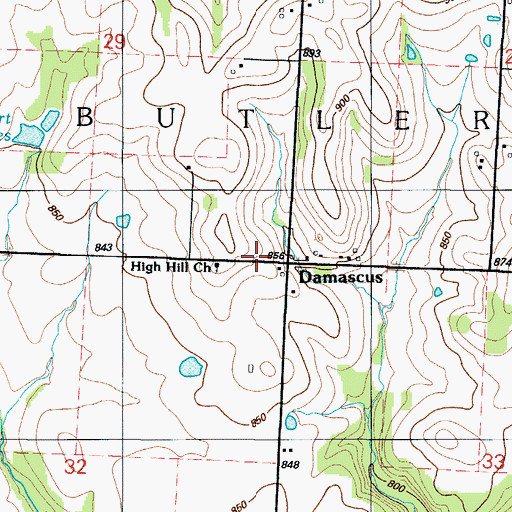Topographic Map of Damascus, MO