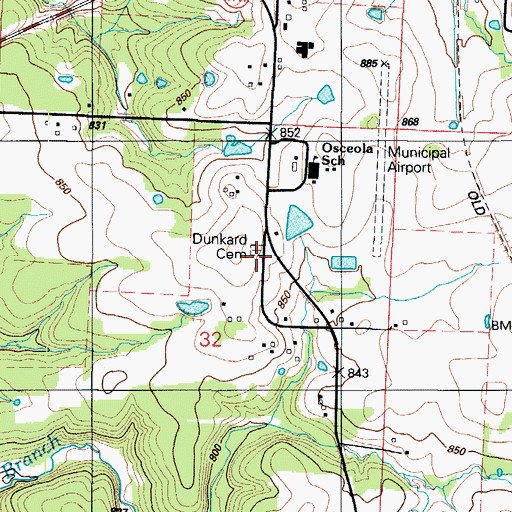 Topographic Map of Pleasant Mound Cemetery, MO