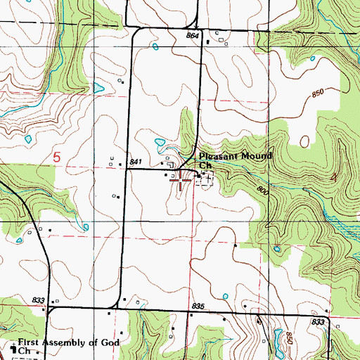 Topographic Map of Pleasant Mound Church, MO