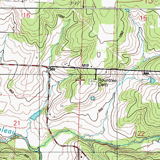 Topographic Map of Rountree Cemetery, MO