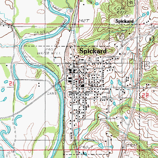 Topographic Map of Spickard, MO