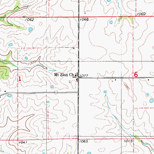 Topographic Map of Mount Zion Church, MO