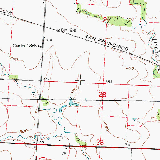 Topographic Map of Barton County, MO