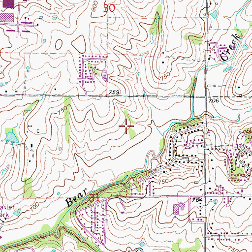 Topographic Map of Boone County, MO