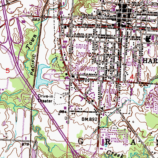 Topographic Map of Cass County, MO