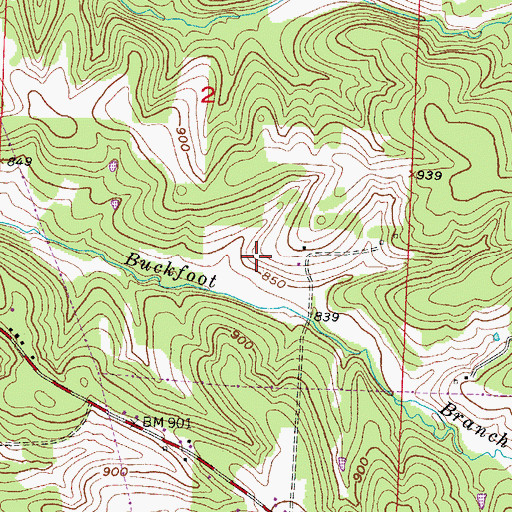 Topographic Map of Cedar County, MO