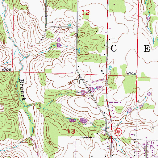 Topographic Map of Dade County, MO