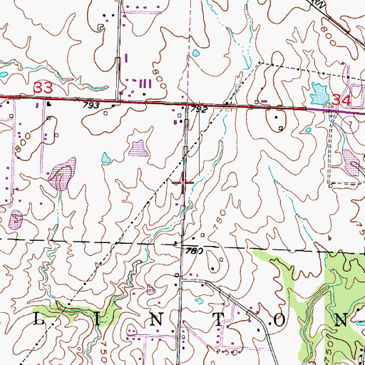 Topographic Map of Henry County, MO