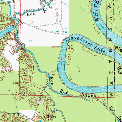 Topographic Map of Slaughters Lake, AR