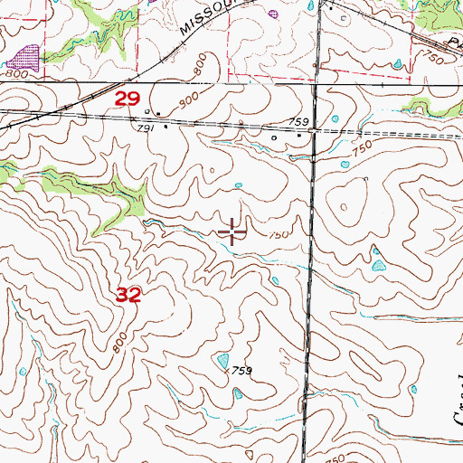Topographic Map of Johnson County, MO