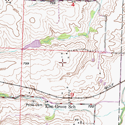 Topographic Map of Lafayette County, MO