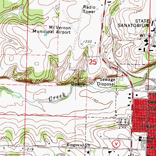 Topographic Map of Lawrence County, MO