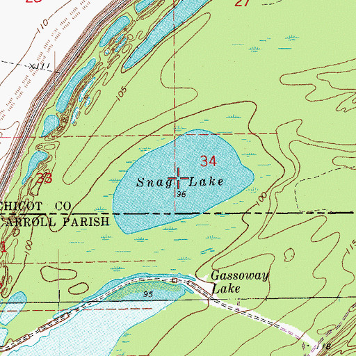 Topographic Map of Snag Lake, AR