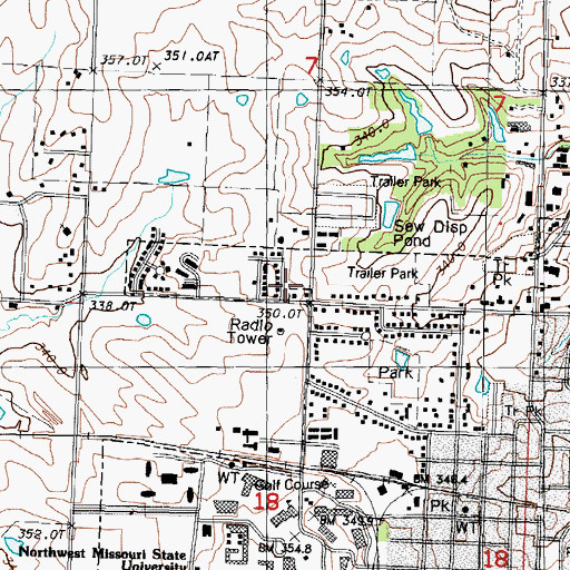 Topographic Map of Nodaway County, MO