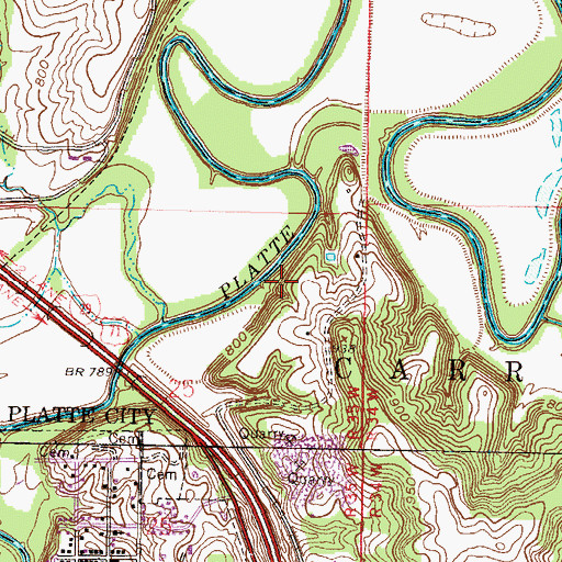 Topographic Map of Platte County, MO