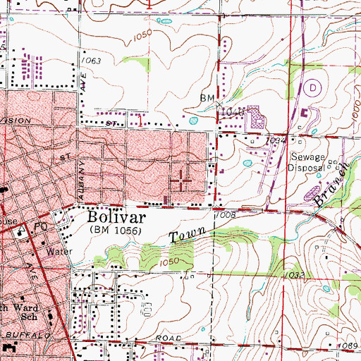 Topographic Map of Polk County, MO