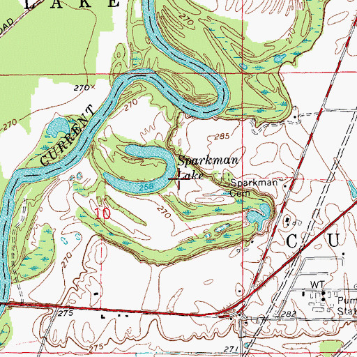 Topographic Map of Sparkman Lake, AR
