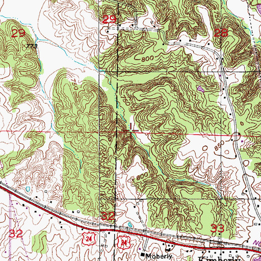 Topographic Map of Randolph County, MO