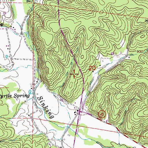 Topographic Map of Reynolds County, MO