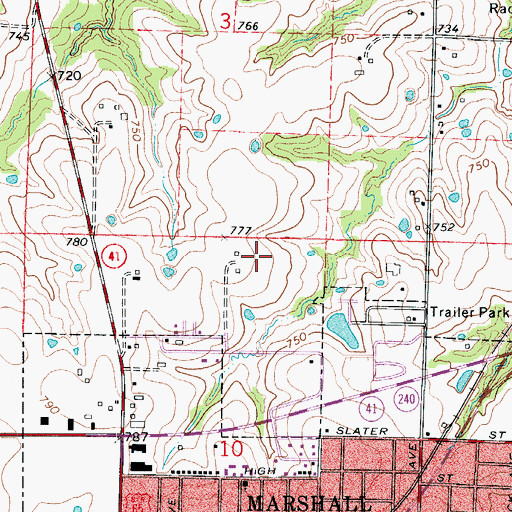 Topographic Map of Saline County, MO