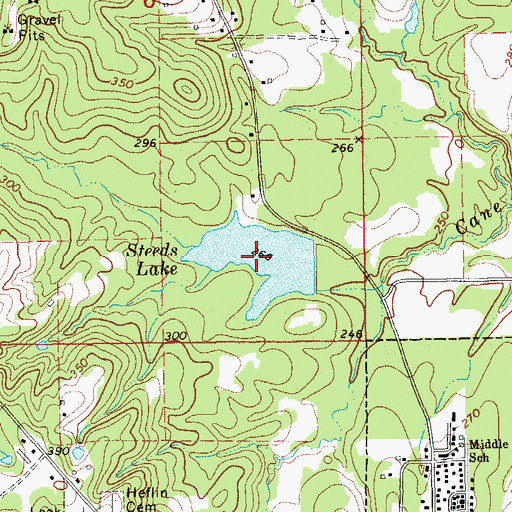 Topographic Map of Steeds Lake, AR