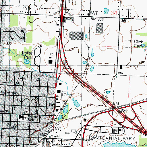 Topographic Map of Vernon County, MO