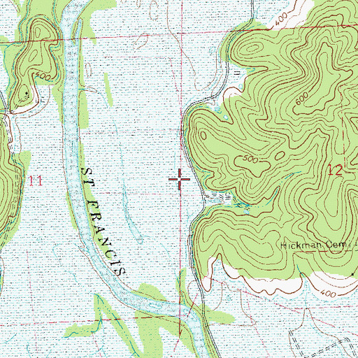 Topographic Map of Wayne County, MO