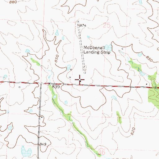Topographic Map of Mc Donnell Airport, MO