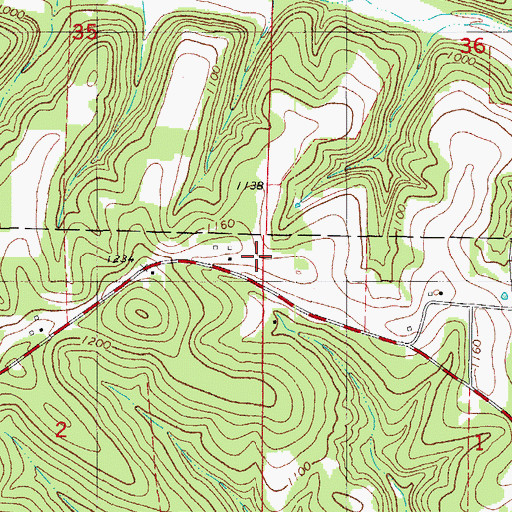 Topographic Map of Arnika Ranch Airport, MO