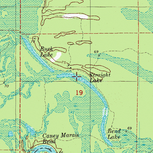 Topographic Map of Straight Lake, AR