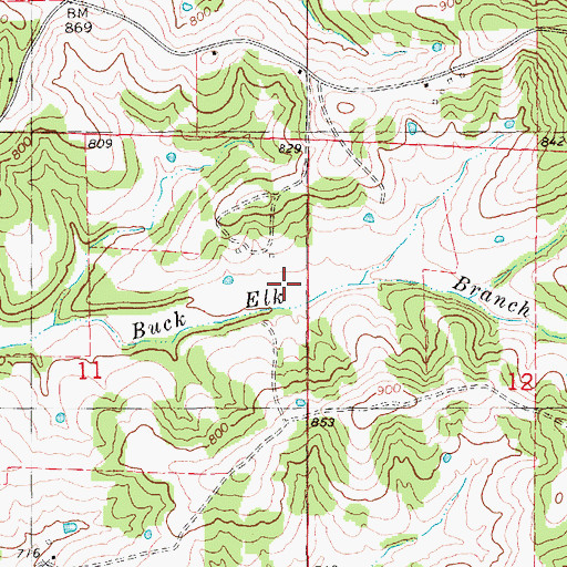 Topographic Map of Stickle Cattle Farms Airport, MO