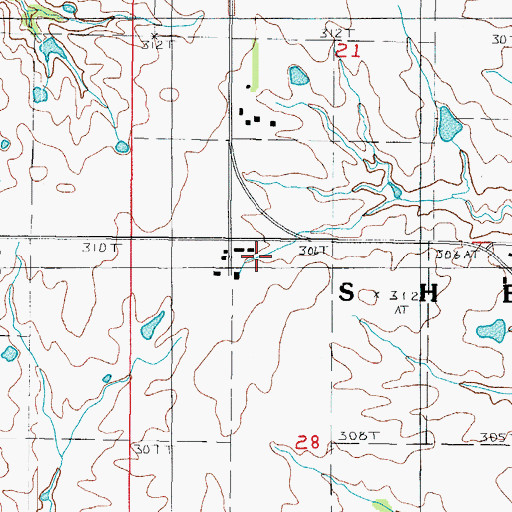 Topographic Map of Meadows Airport, MO