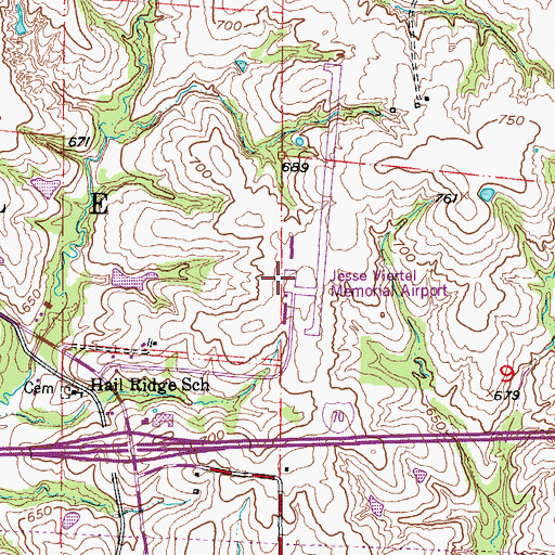 Topographic Map of Jesse Viertel Memorial Airport, MO