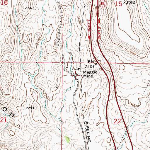 Topographic Map of Maggie Mine, AZ