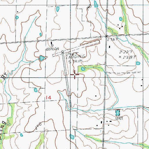 Topographic Map of General John J Pershing Memorial Airport, MO