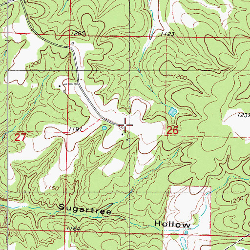Topographic Map of Sugartree Airport (historical), MO