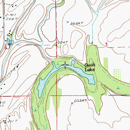 Topographic Map of Swan Lake, AR
