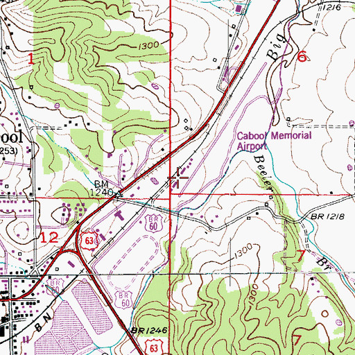 Topographic Map of Cabool Memorial Airport, MO