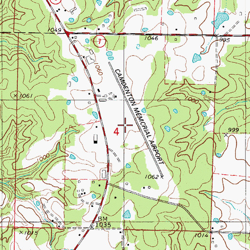Topographic Map of Camdenton Memorial-Lake Regional Airport, MO