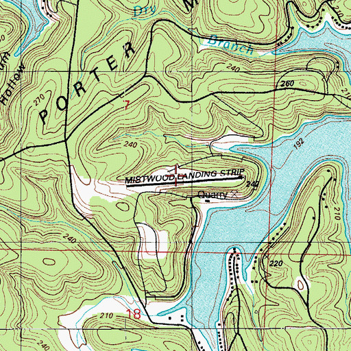 Topographic Map of Mistwood Airport, MO