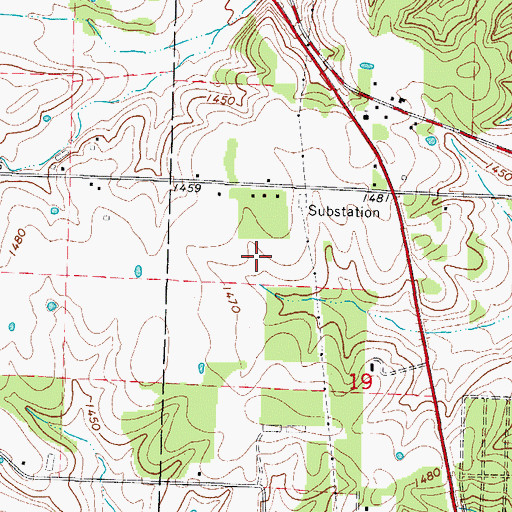 Topographic Map of Cassville Municipal Airport, MO