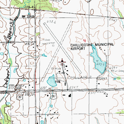 Topographic Map of Chillicothe Municipal Airport, MO