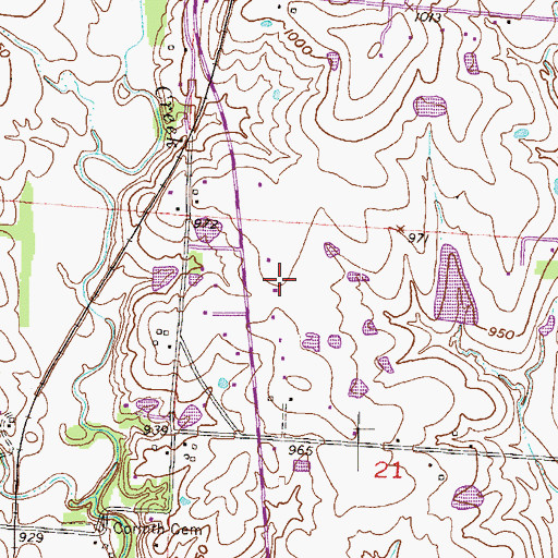 Topographic Map of Williams Airport, MO