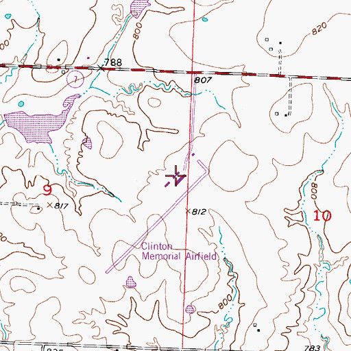 Topographic Map of Clinton Regional Airport, MO