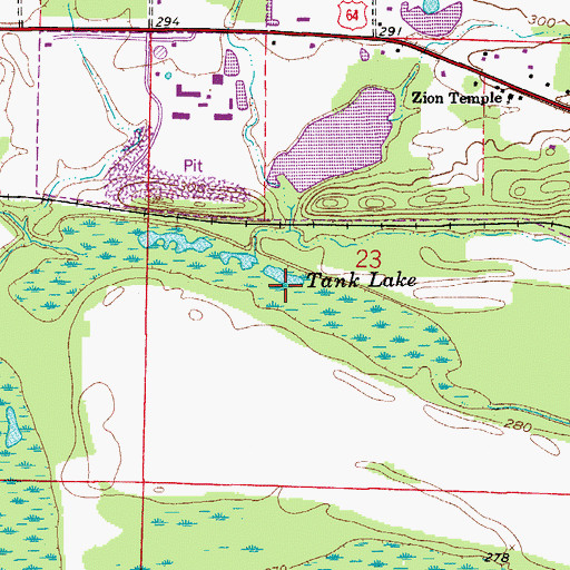 Topographic Map of Tank Lake, AR