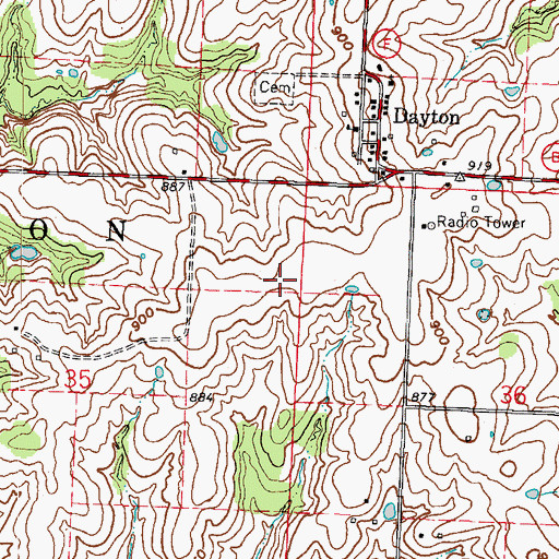 Topographic Map of Leos Angus Ranch Airport (historical), MO